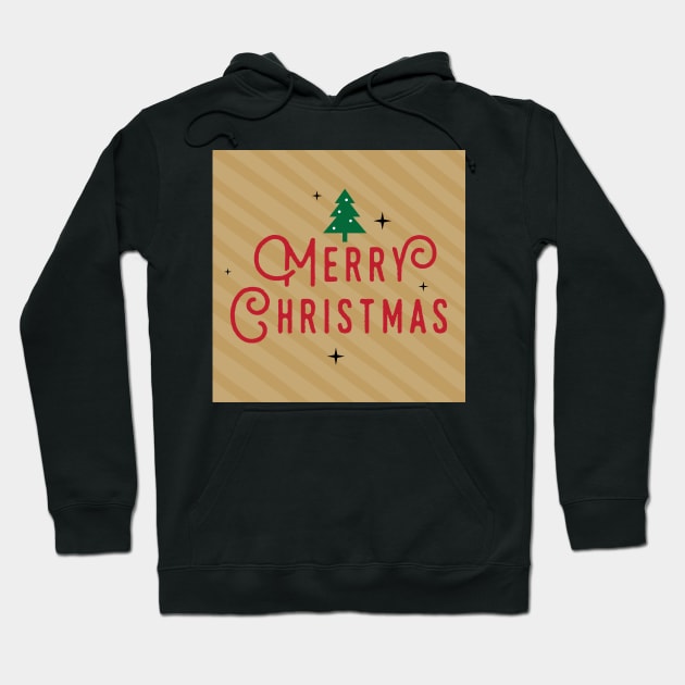 Retro Merry Christmas on Kraft Striped Background Hoodie by machare